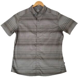 Kuhl Shirt Mens Large Intriguer ? Striped Short Sleeve Snap Front Cotton Blend